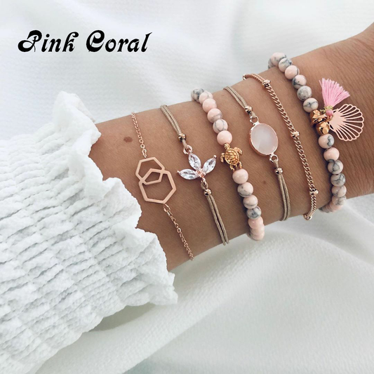 SS Bracelets - Pink Coral Collection (Set of 6)